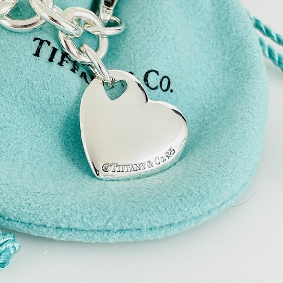 Tiffany Co Puffed Double Cutout Heart Tag Charm Bracelet